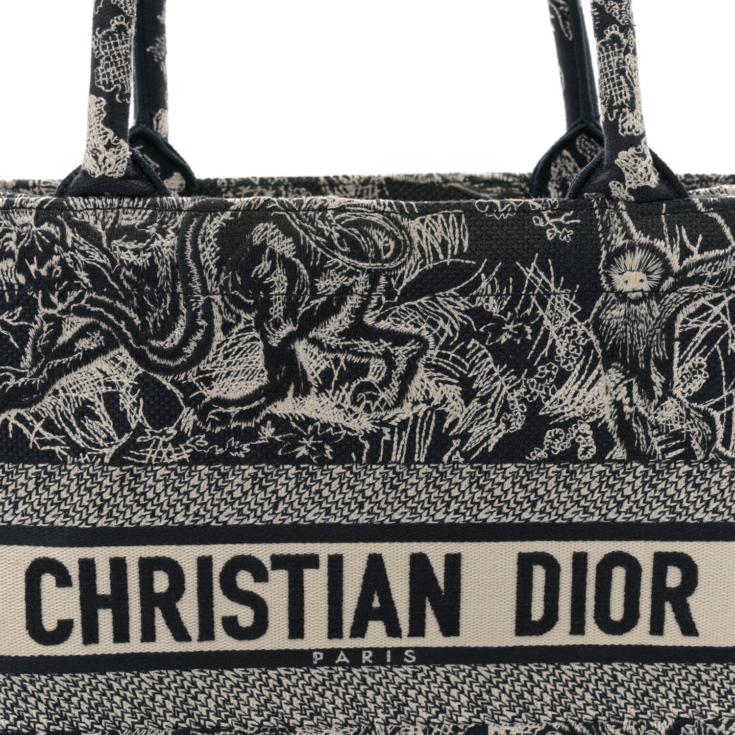 Christian Dior Canvas Embroidered Medium Toile De Jouy Reverse Book Tote Blue 8 of 12