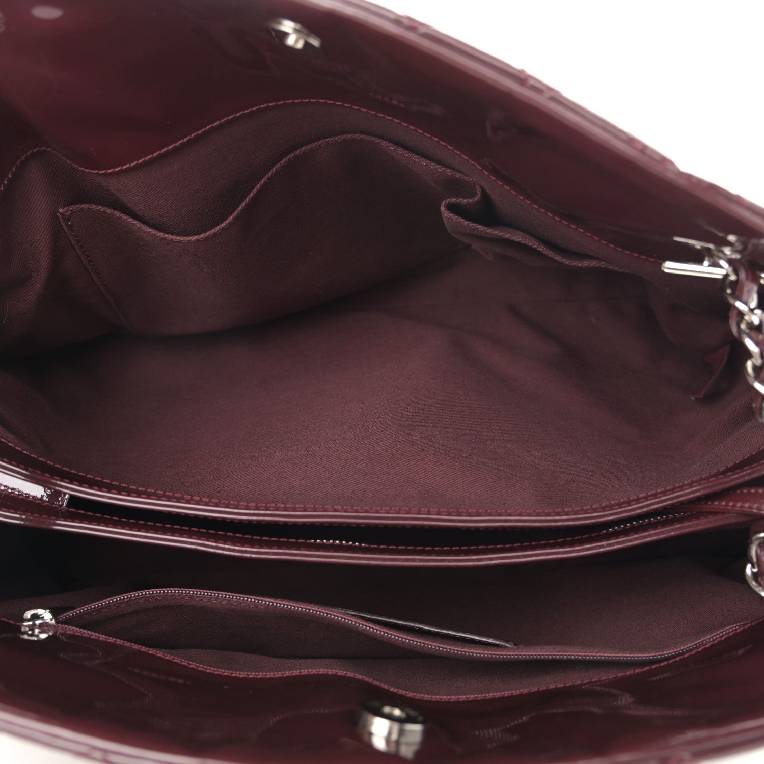 Chanel Patent Quilted Maxi Just Mademoiselle Bowling Bag Burgundy 5 of 11