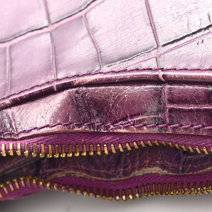 Versace Calfskin Crocodile Embossed Hobo Purple 10 of 13