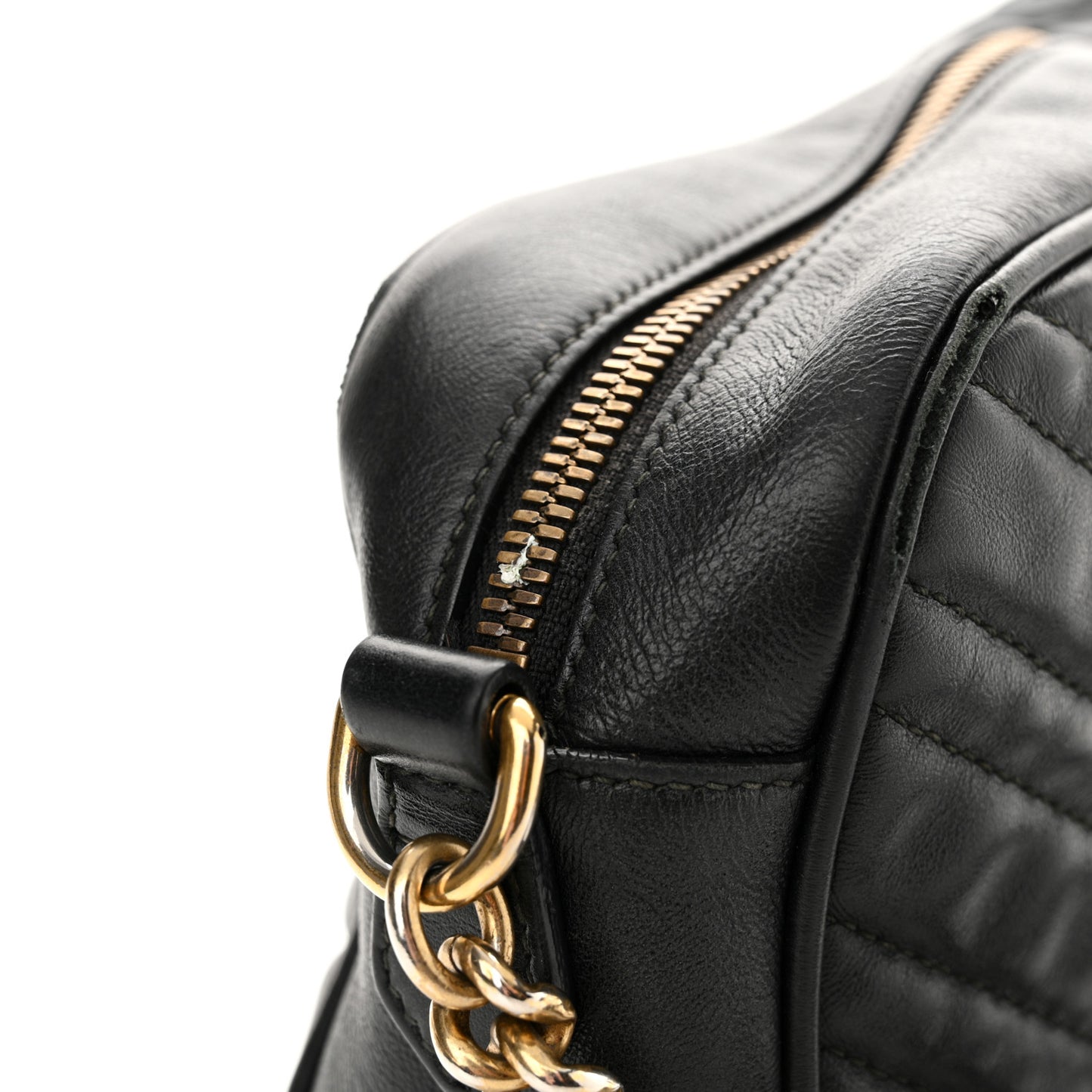 Calfskin Matelasse Small GG Marmont Chain Shoulder Bag Black