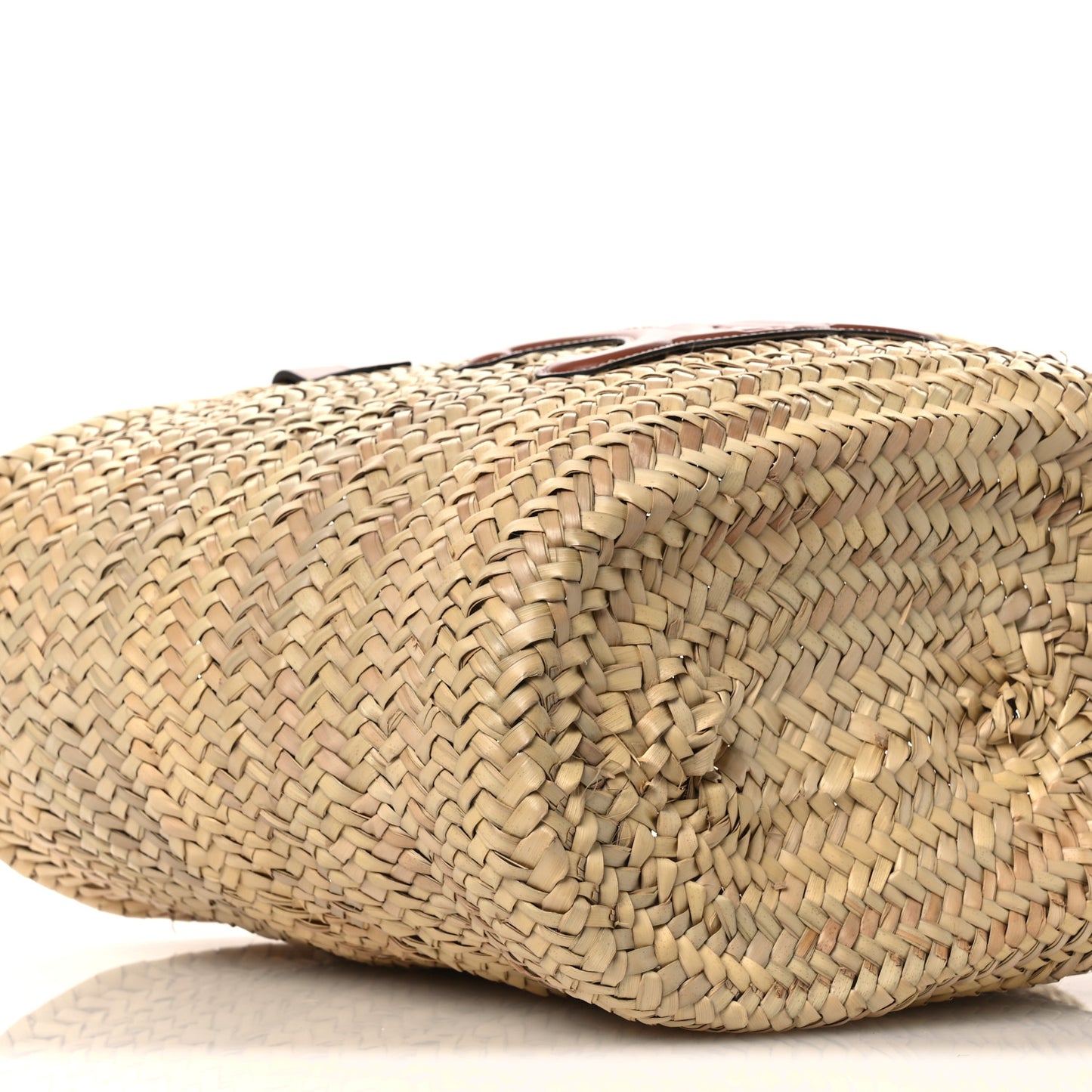 Raffia Calfskin Triomphe Medium Panier Tan Tan