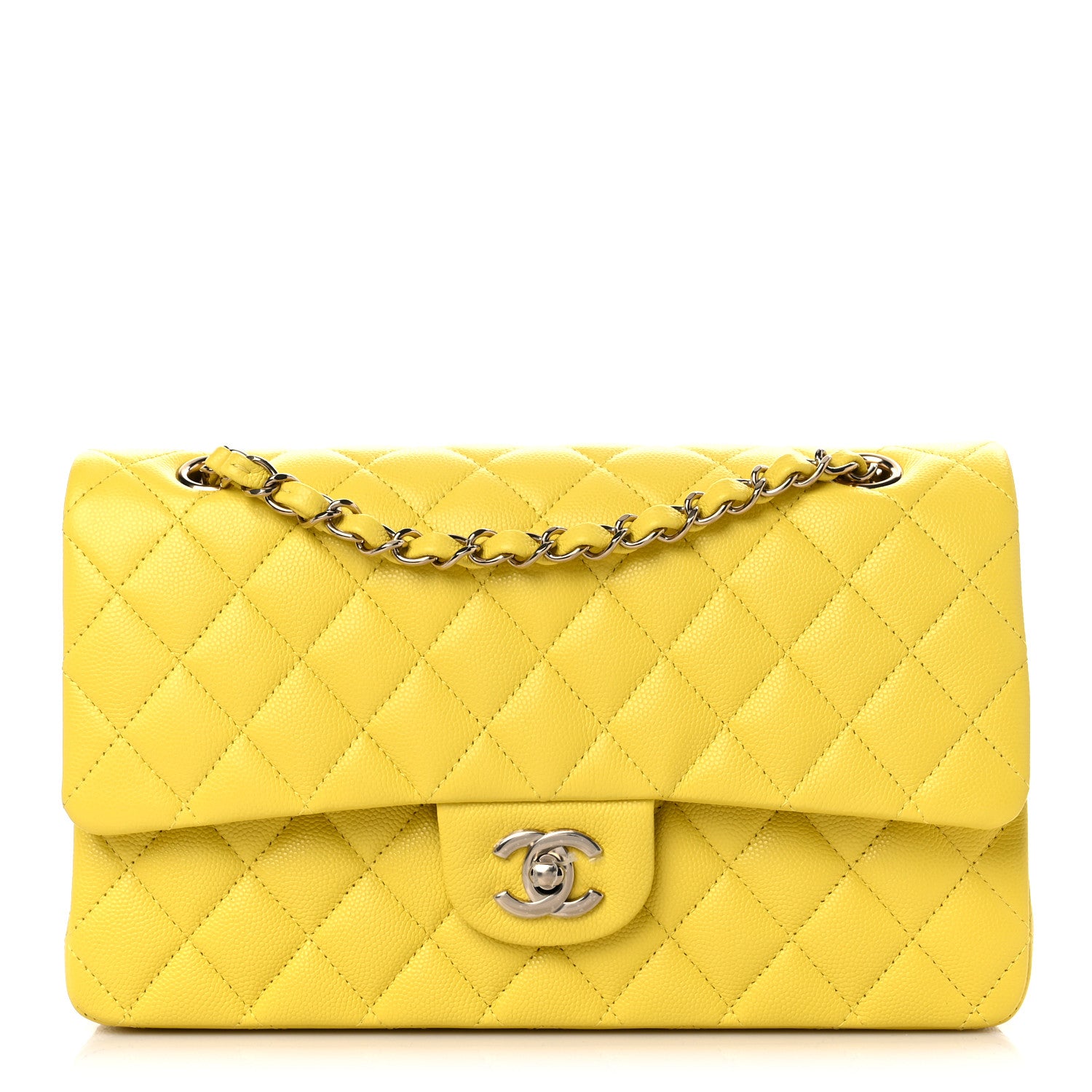 Chanel Caviar Quilted Medium Double Flap Yellow 1 of 10