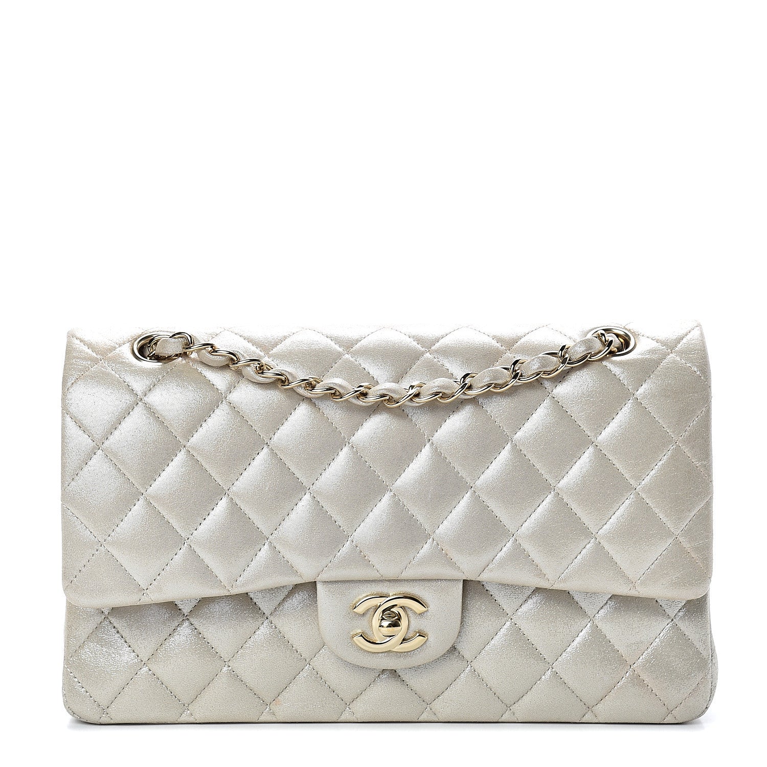 Chanel Iridescent Calfskin Quilted Medium Double Flap Light Gold 1 of 10