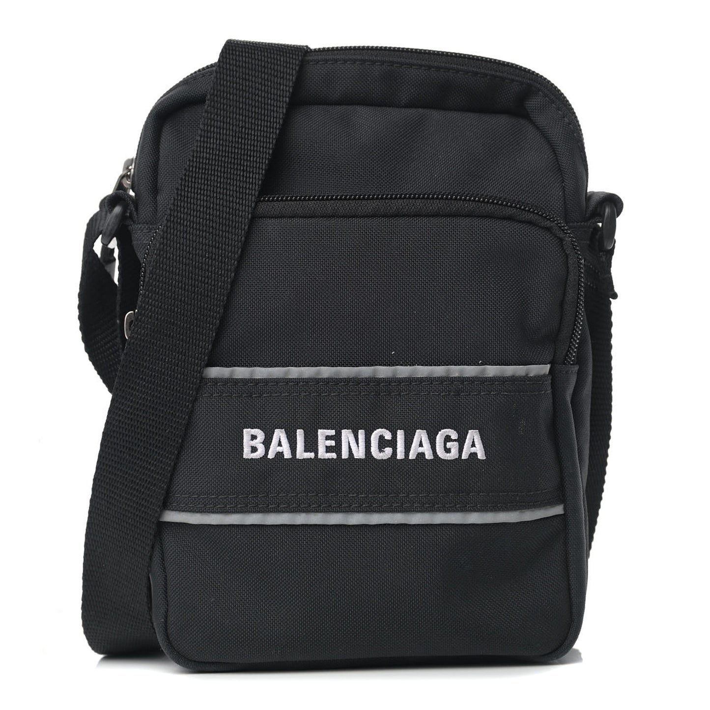 Recycled Nylon Small Sport Messenger Bag Black White