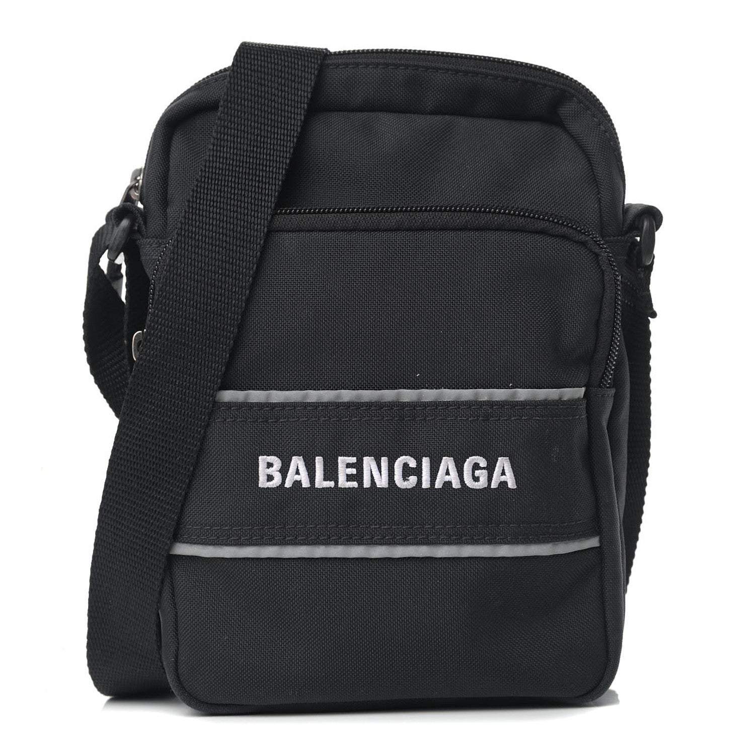 Balenciaga Recycled Nylon Small Sport Messenger Bag Black White 1 of 12