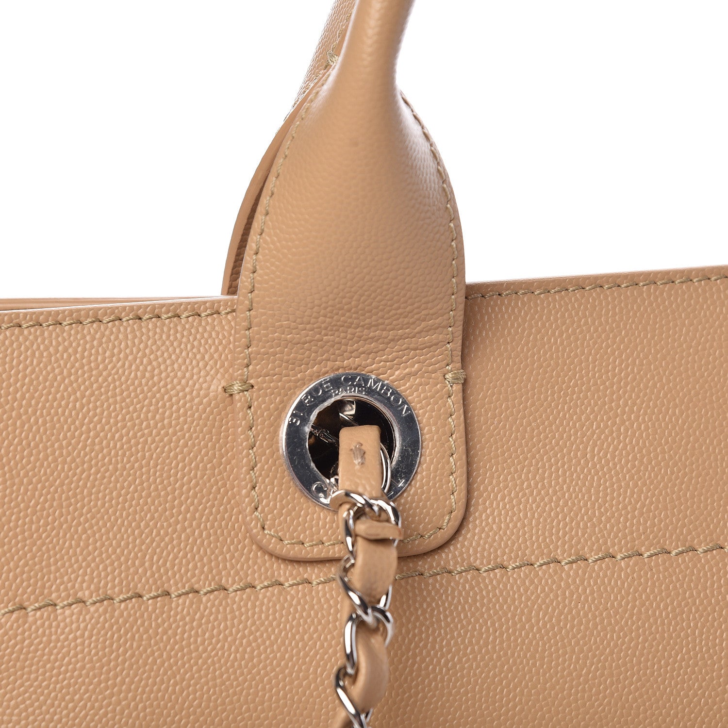 Chanel Caviar Small Studded Deauville Tote Beige 12 of 13