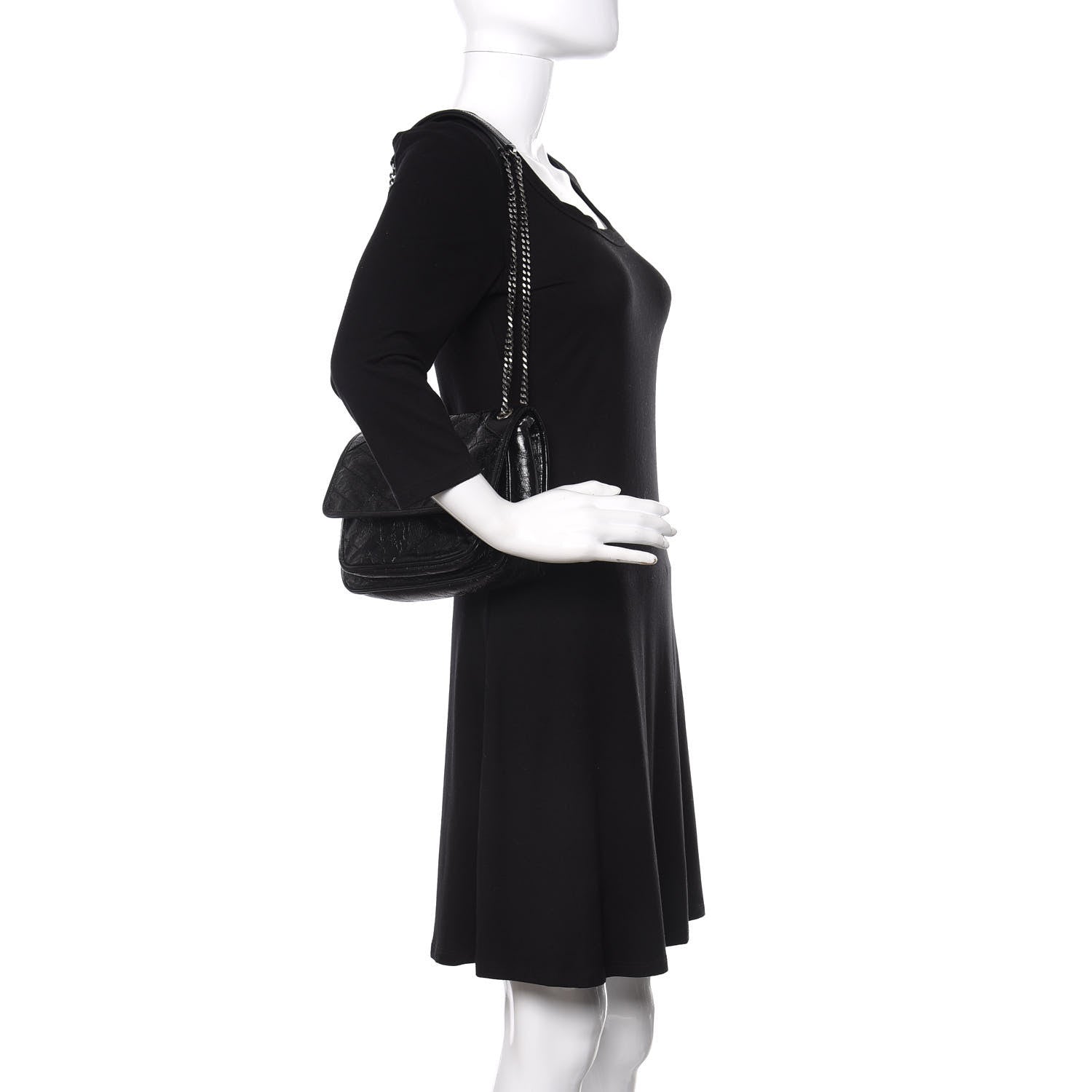 Saint Laurent Crinkled Calfskin Matelasse Monogram Baby Niki Chain Satchel Black 2 of 11