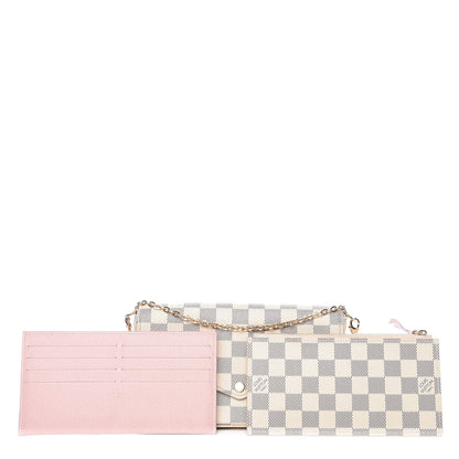 Louis Vuitton Damier Azur Pochette Felicie Chain Wallet Rose Ballerine 3 of 10