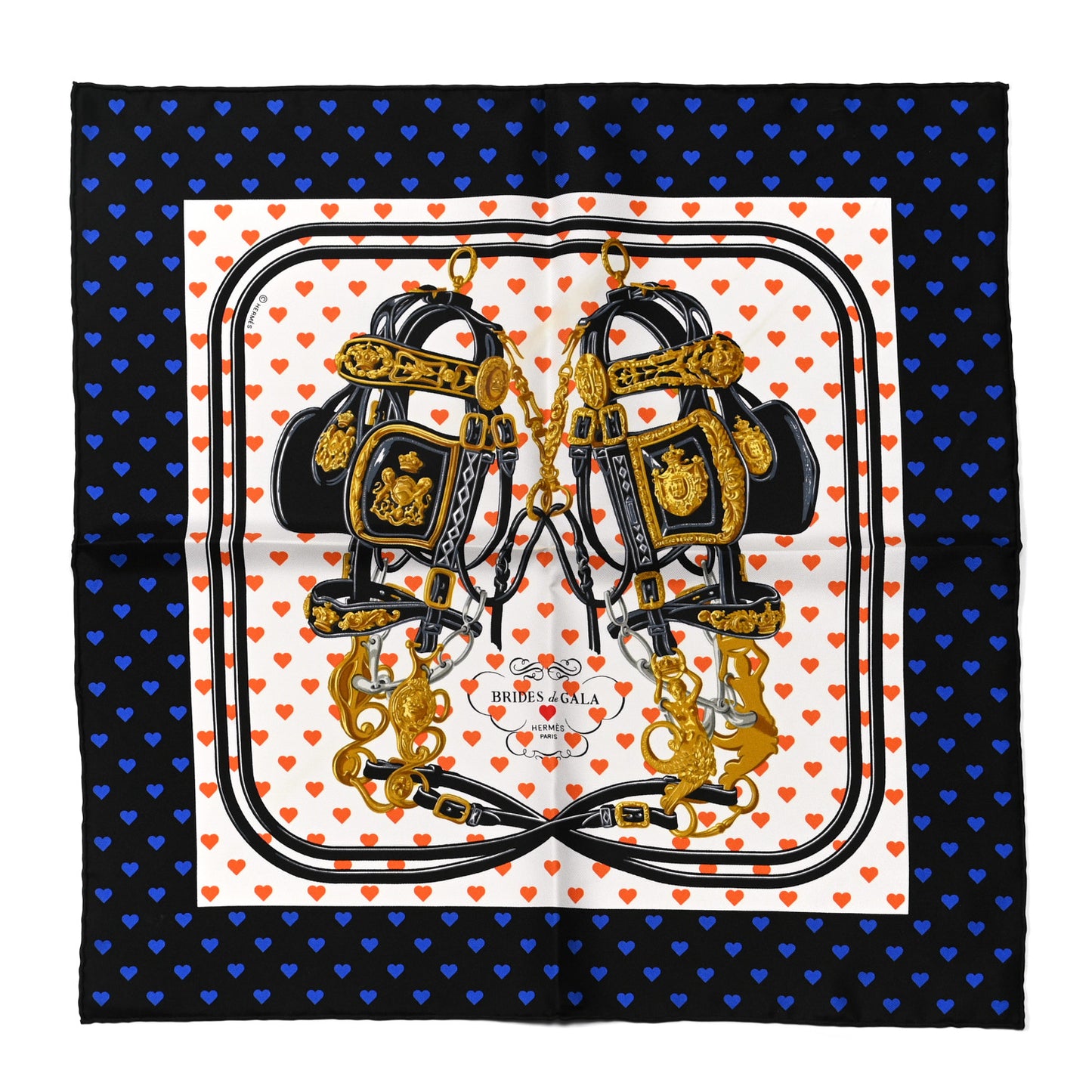 Silk Brides De Gala Love Pocket Square Black White Orange