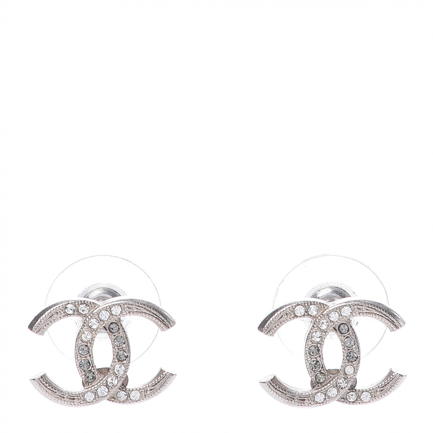 Chanel Crystal CC Earrings Silver 1 of 5