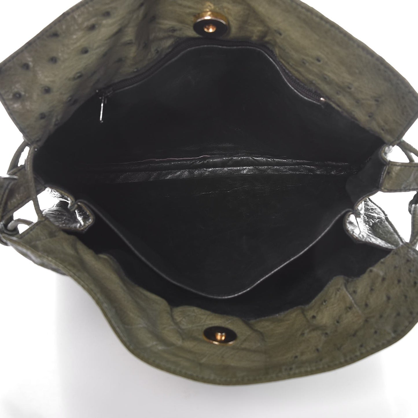 Ostrich Drawstring Flamenco Shoulder Bag Green