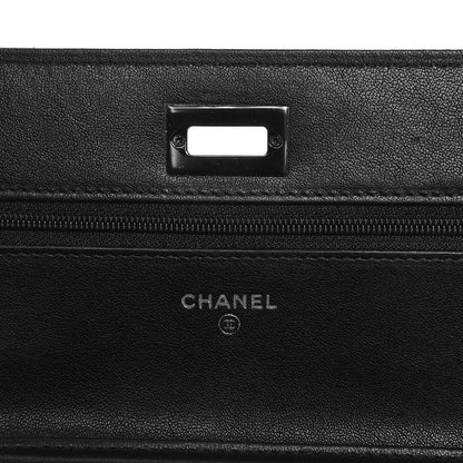 Chanel Sheepskin Chevron Reissue Wallet On Chain WOC So Black 6 of 9