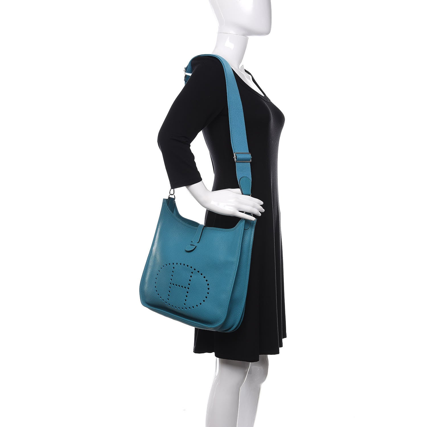 Hermes Taurillon Clemence Evelyne III GM Turquoise 2 of 13