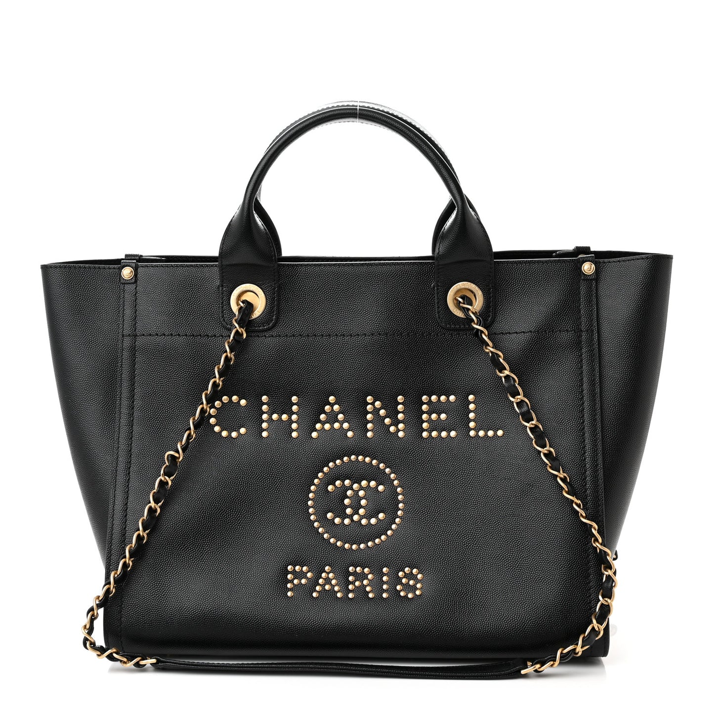 Caviar Small Studded Deauville Tote Black