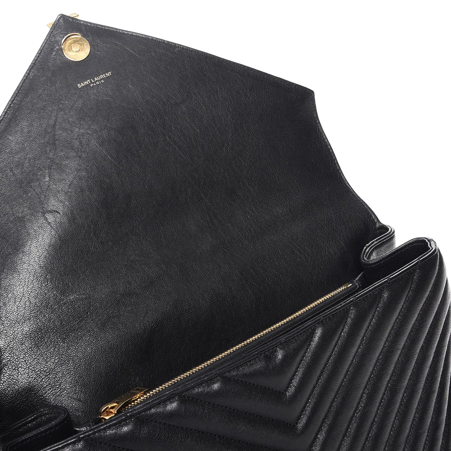 Sheepskin Matelasse Chevron Monogram Large College Satchel Black