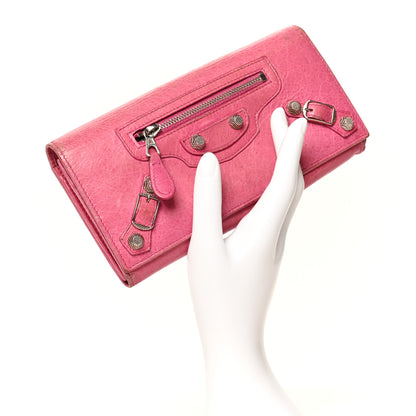 Balenciaga Agneau Giant 12 Silver Hardware Continental Zip Around Wallet Cyclamen 2 of 16