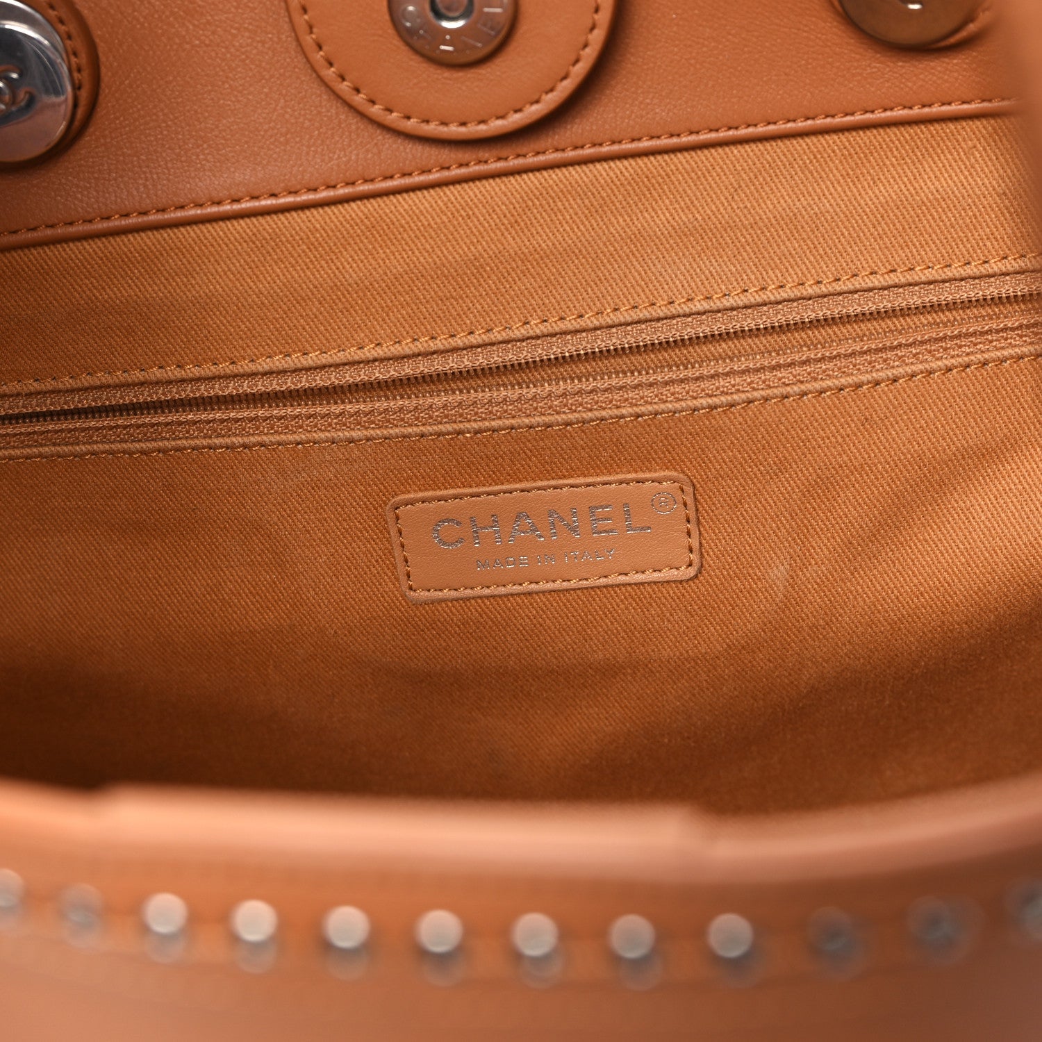 Chanel Calfskin Large Coco Eyelets Shopping Tote Camel 6 of 12