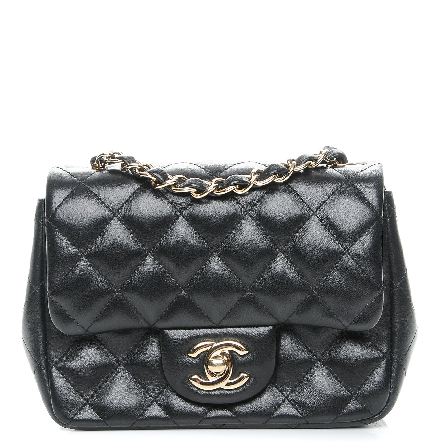 Lambskin Quilted Mini Square Flap Black