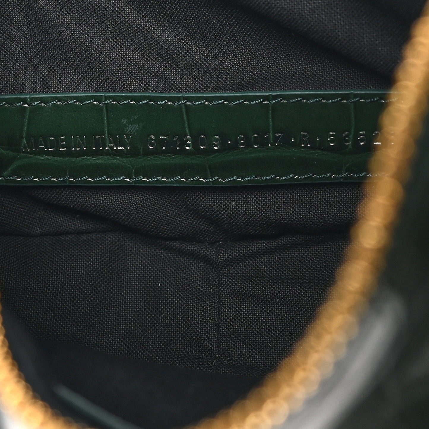 Extra Supple Calfskin Crocodile Embossed Le Cagole Shoulder Bag XS Forest Green