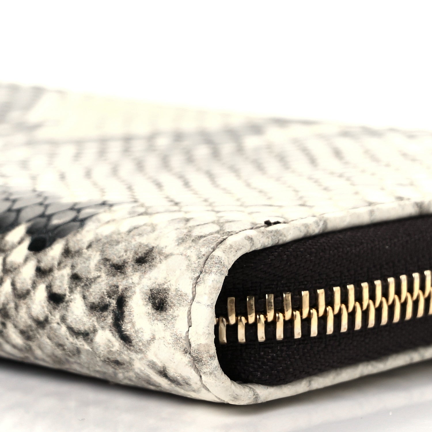 Jimmy Choo Snakeskin Embossed Zip Around Wallet Black White 8 of 8