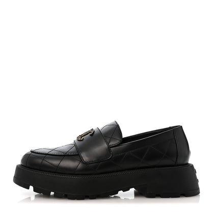 Chanel Calfskin Stitched CC Loafers 39 Black 1 of 10