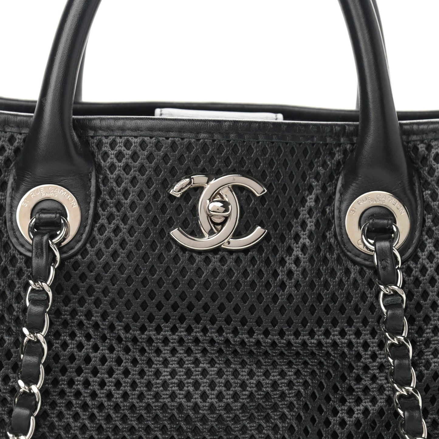 Calfskin Perforated Up In The Air Tote Black