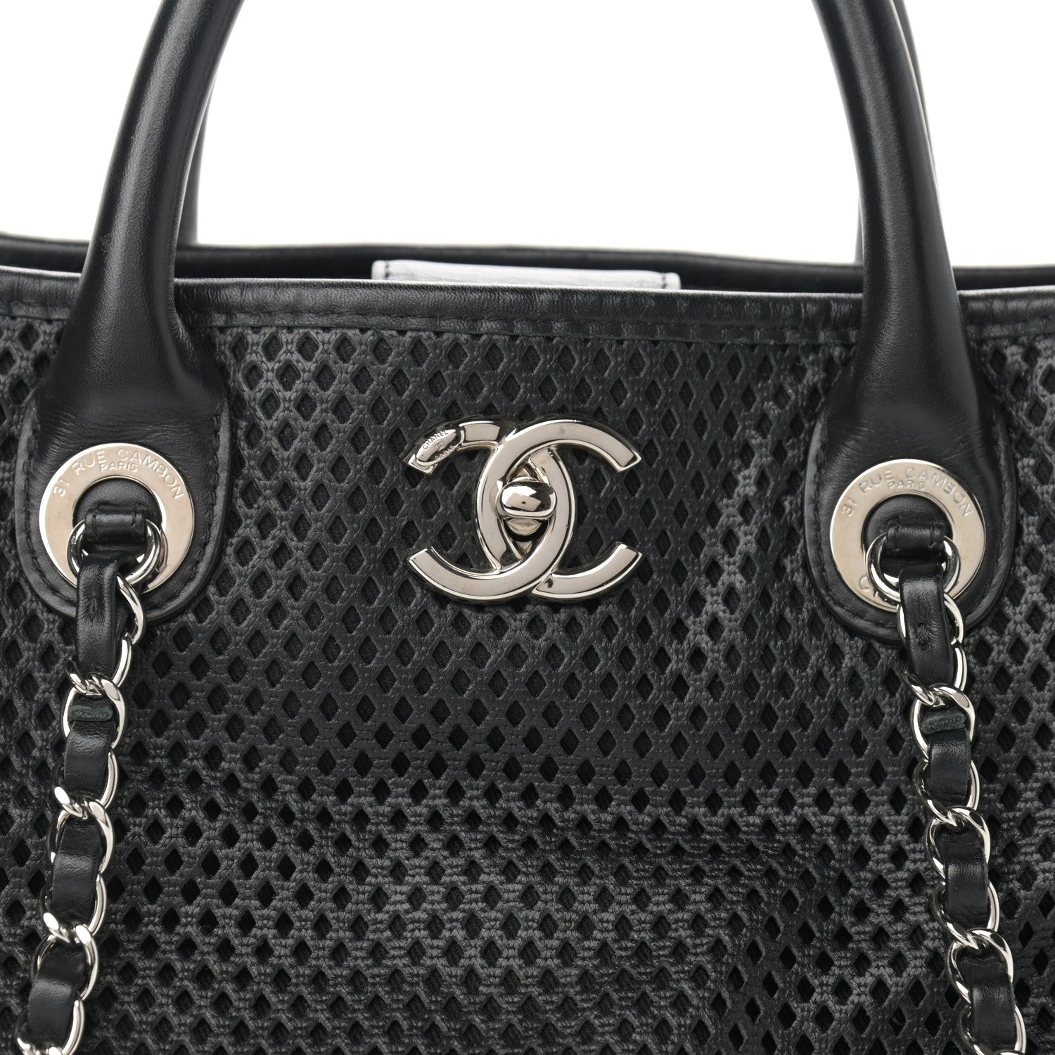Chanel Calfskin Perforated Up In The Air Tote Black 8 of 13