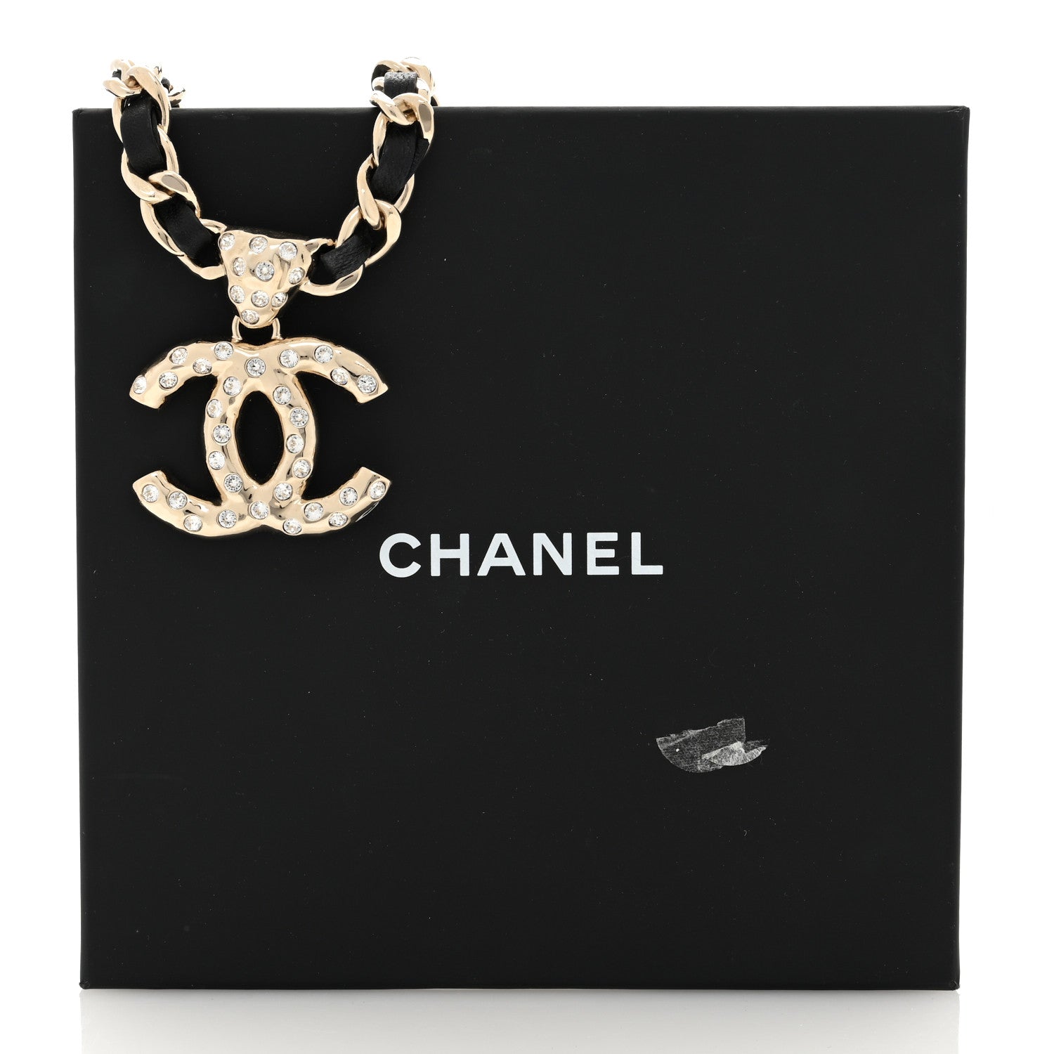 Chanel Lambskin Crystal CC Chain Choker Necklace Black Gold 5 of 5