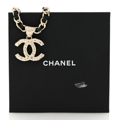 Chanel Lambskin Crystal CC Chain Choker Necklace Black Gold 5 of 5