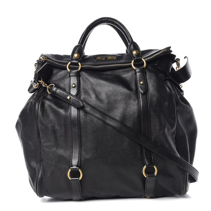 Miu Miu Vitello Bow Tote Black 1 of 19