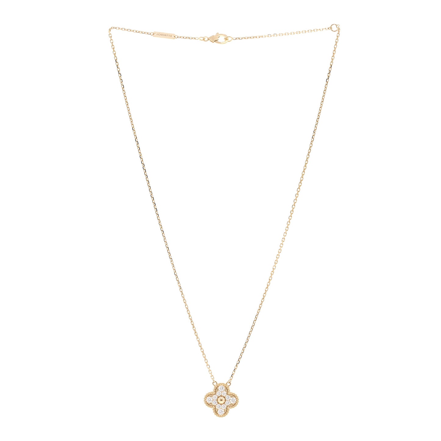 18K Yellow Gold Diamond Vintage Alhambra Pendant Necklace