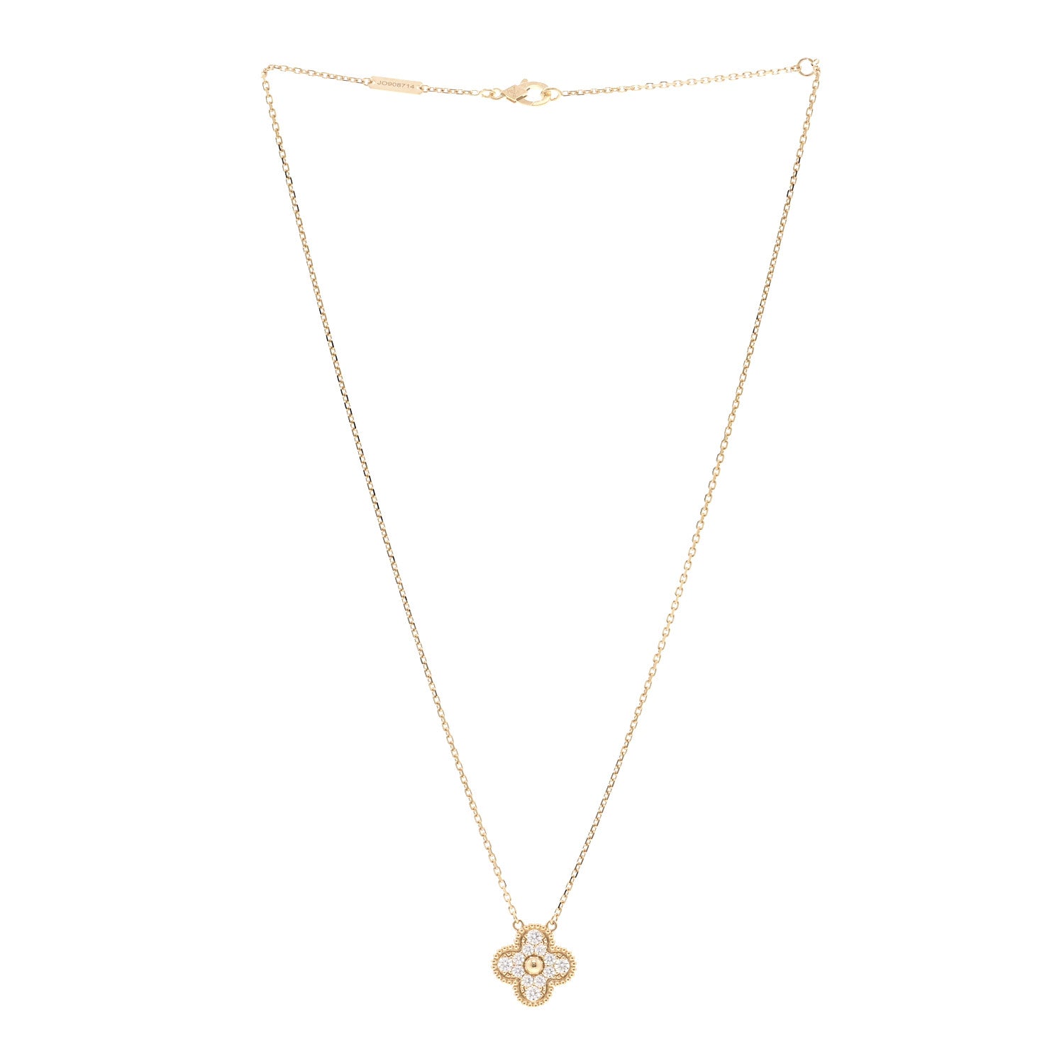 Van Cleef & Arpels 18K Yellow Gold Diamond Vintage Alhambra Pendant Necklace 3 of 6