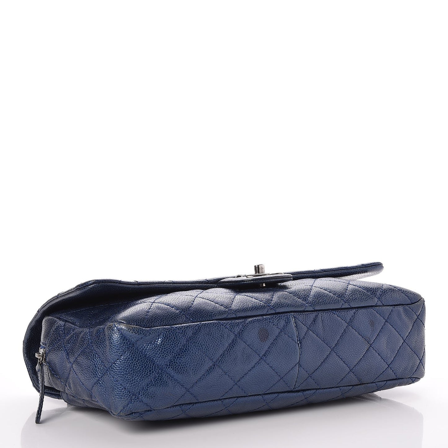 Iridescent Caviar Quilted Large Chic Flap Blue