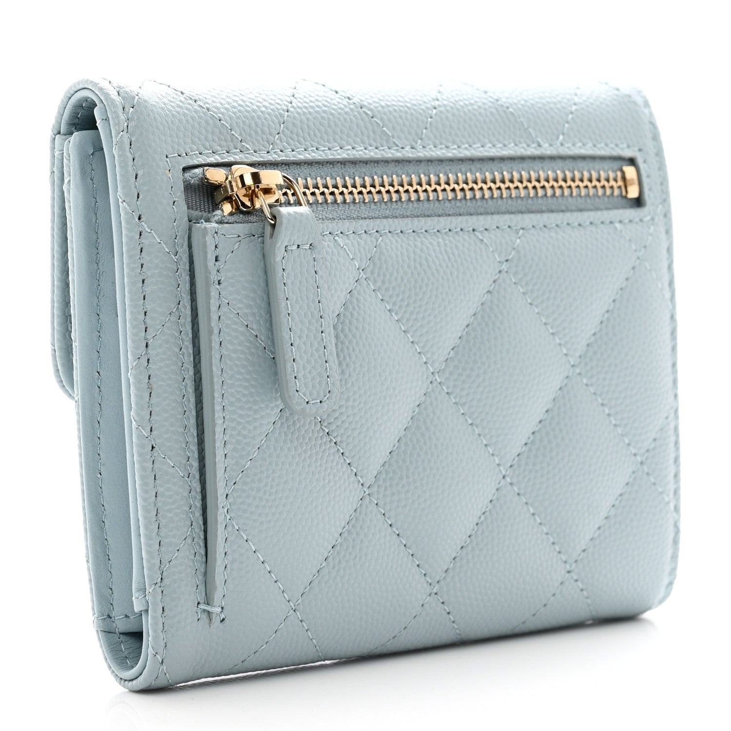 Chanel Caviar Quilted Compact Flap Wallet Light Blue 3 of 9
