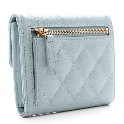 Chanel Caviar Quilted Compact Flap Wallet Light Blue 3 of 9