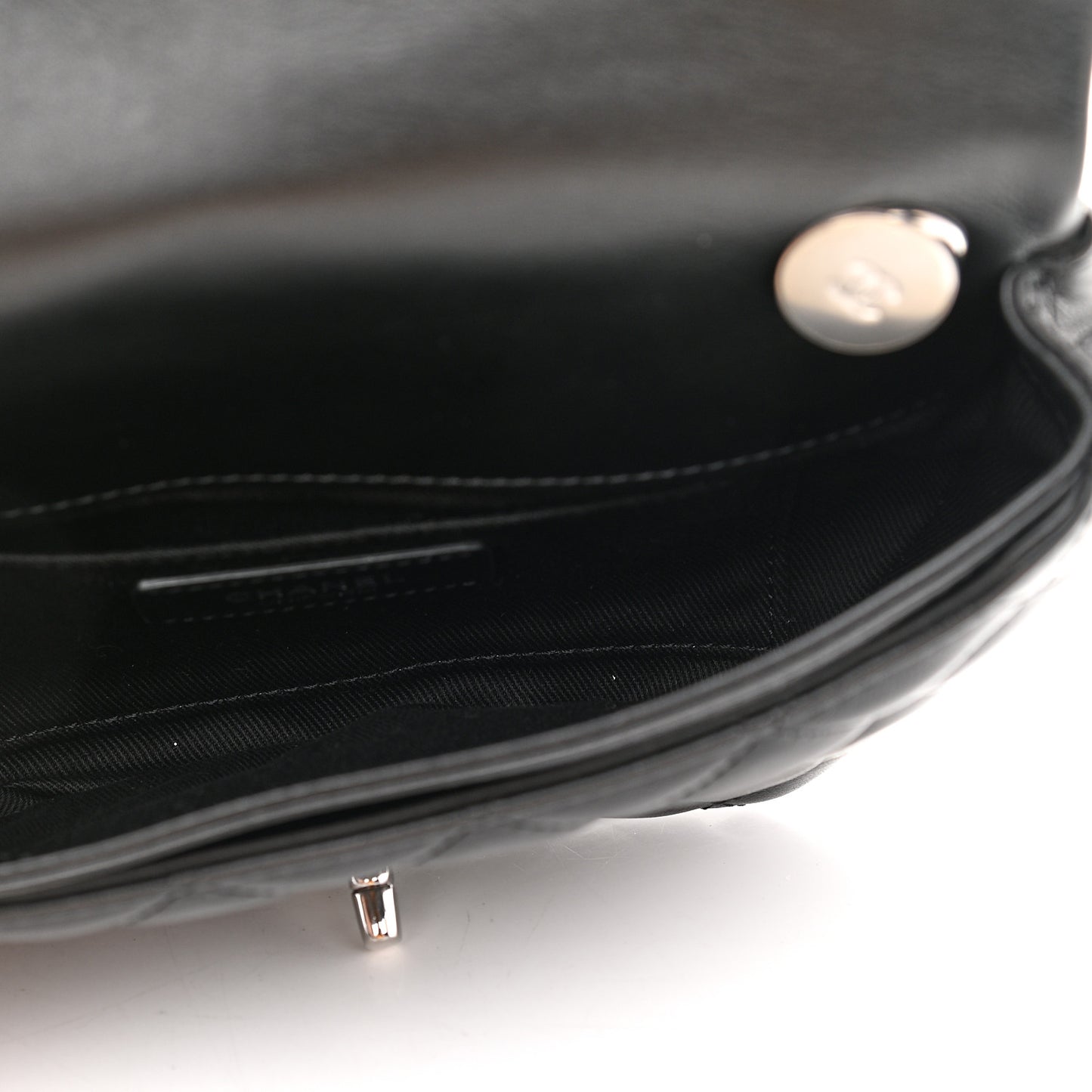 Calfskin Quilted CC Uniform Flap Belt Bag Black