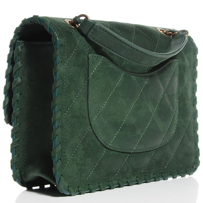 Chanel Metallic Suede Calfskin Small Happy Stitch Flap Green 3 of 8