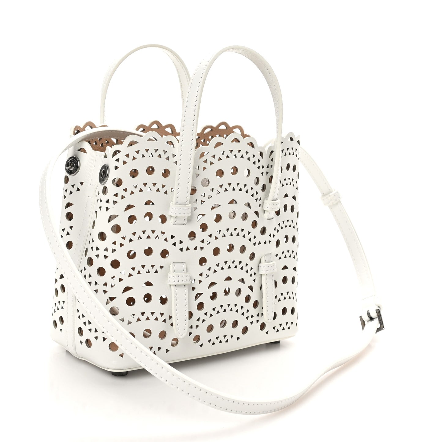 Calfskin Vienne Wave Mina 16 Bag White Optique