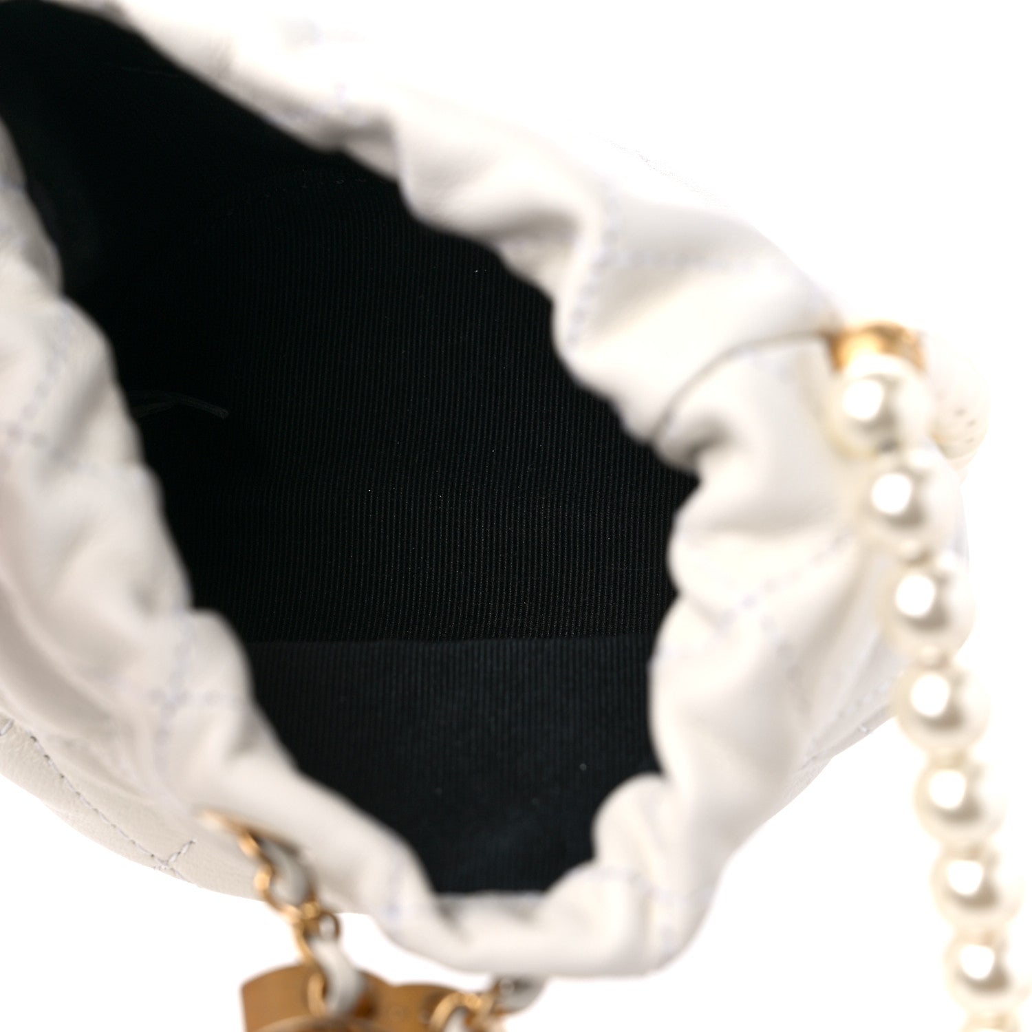 Chanel Calfskin Quilted Pearl Mini About Pearls Drawstring Bucket Bag White 5 of 9