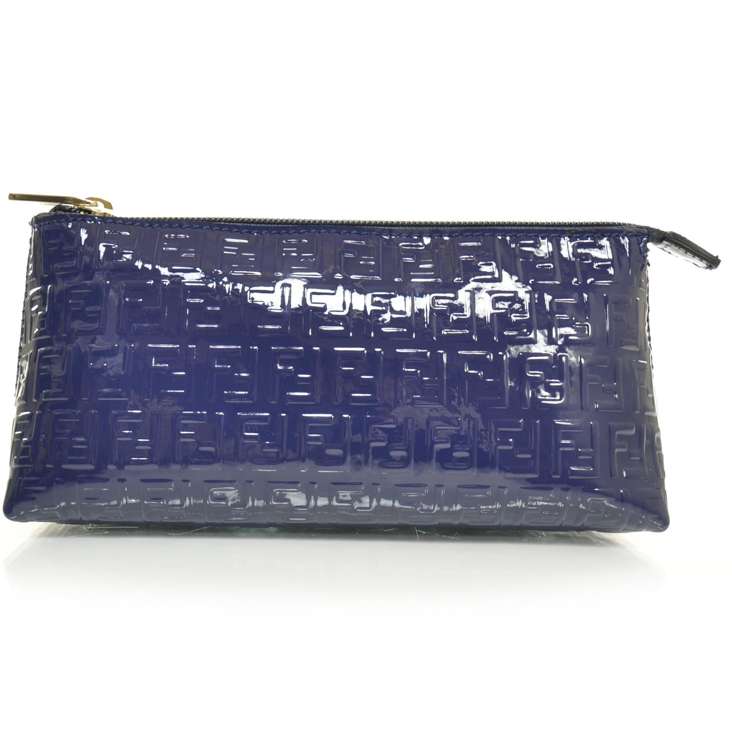 Fendi Patent FF Embossed Large Cosmetic Pouch Navy 2 of 9