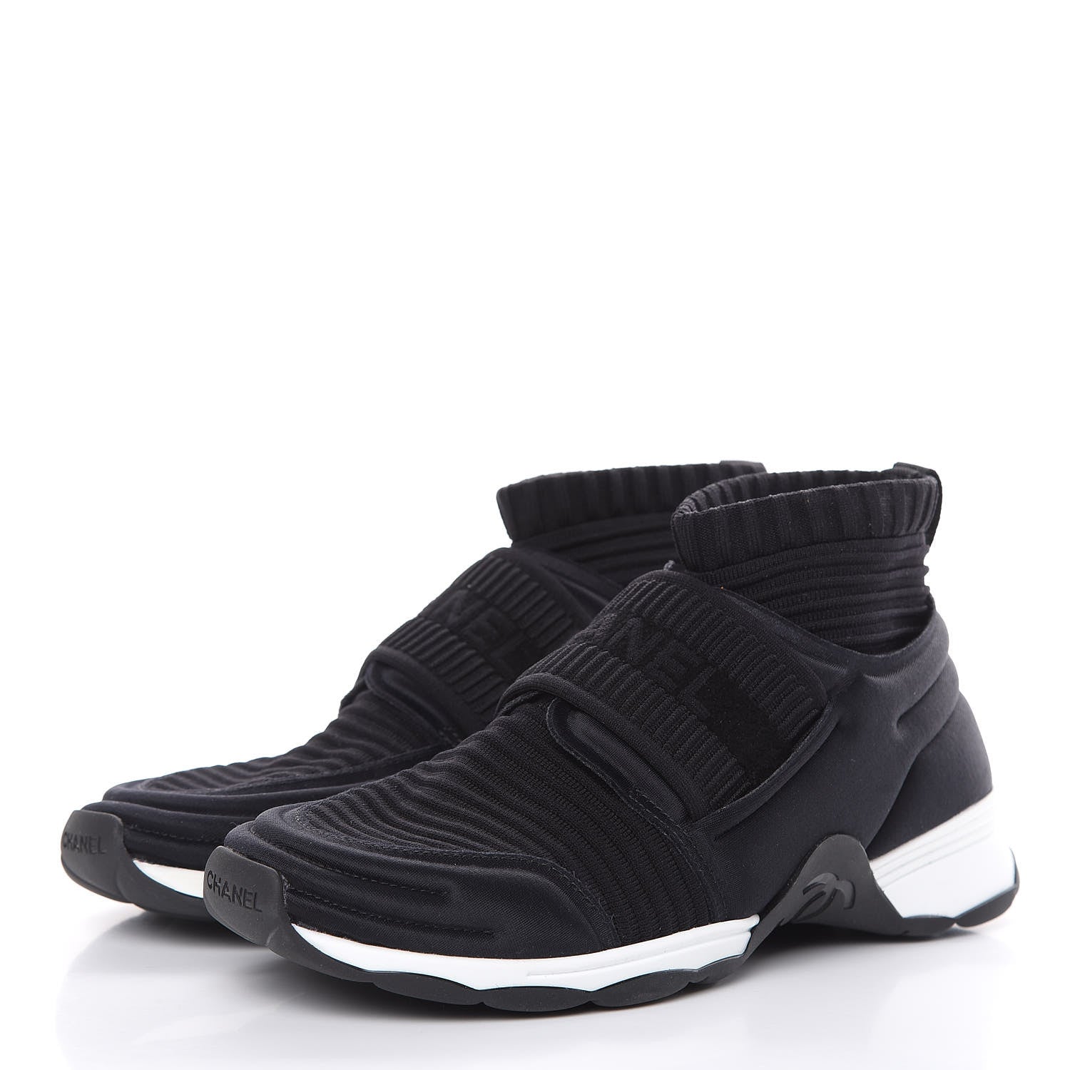 Chanel Stretch Fabric CC Sneakers 37 Black 3 of 9