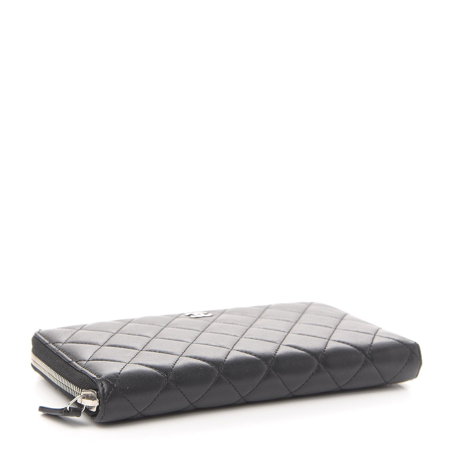 Chanel Lambskin Quilted Large Zip Around Organizer Wallet Black 4 of 11