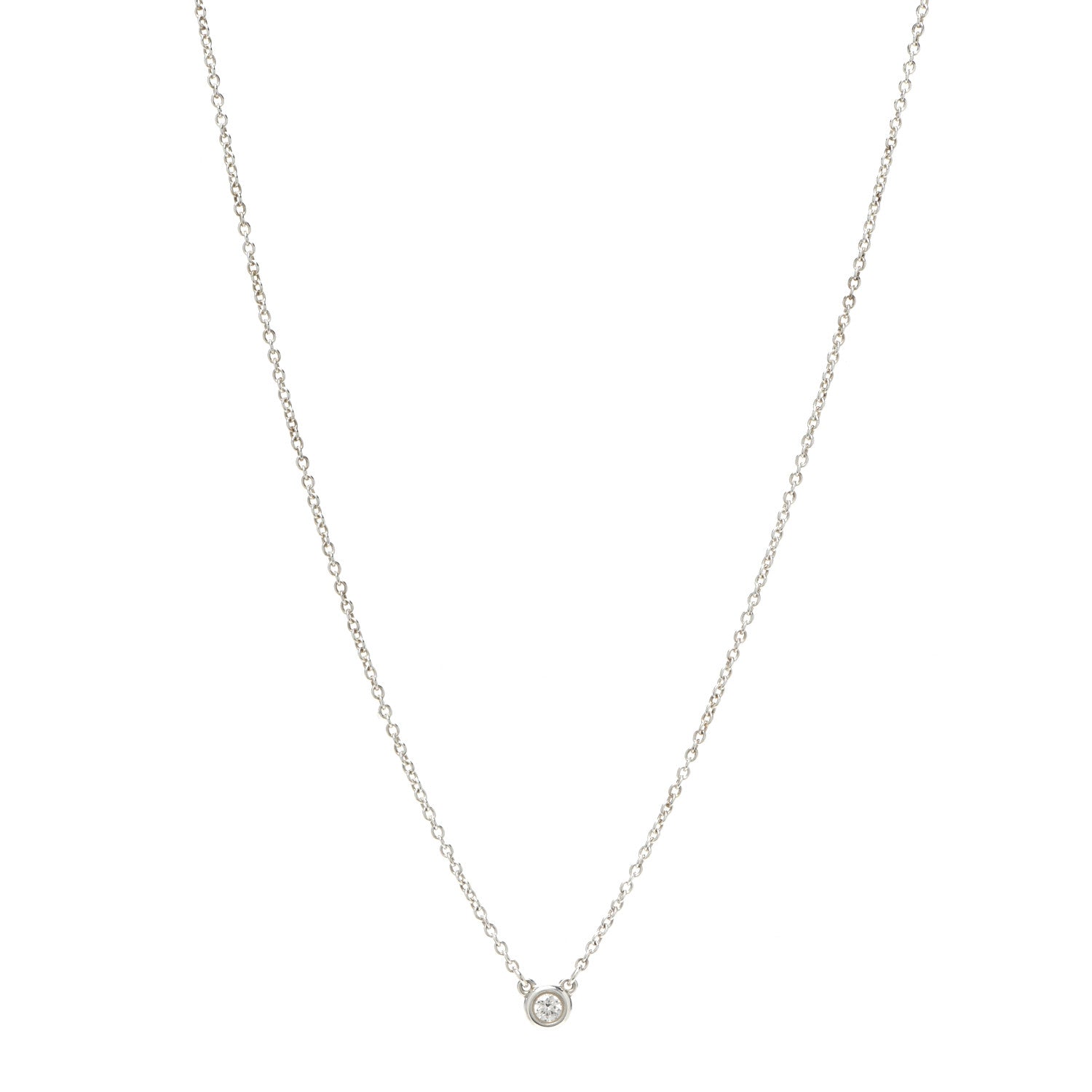 Tiffany Sterling Silver Diamond .05ct Elsa Peretti Diamonds by the Yard Pendant Necklace 1 of 6