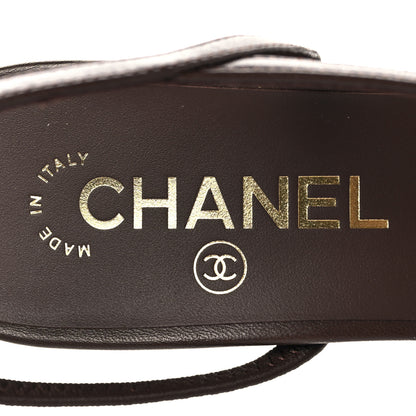 Chanel Lambskin Quilted Cap Toe CC Slingback Pumps  37.5 Brown 9 of 9