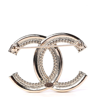 Chanel Pearl Crystal CC Brooch Gold 2 of 4