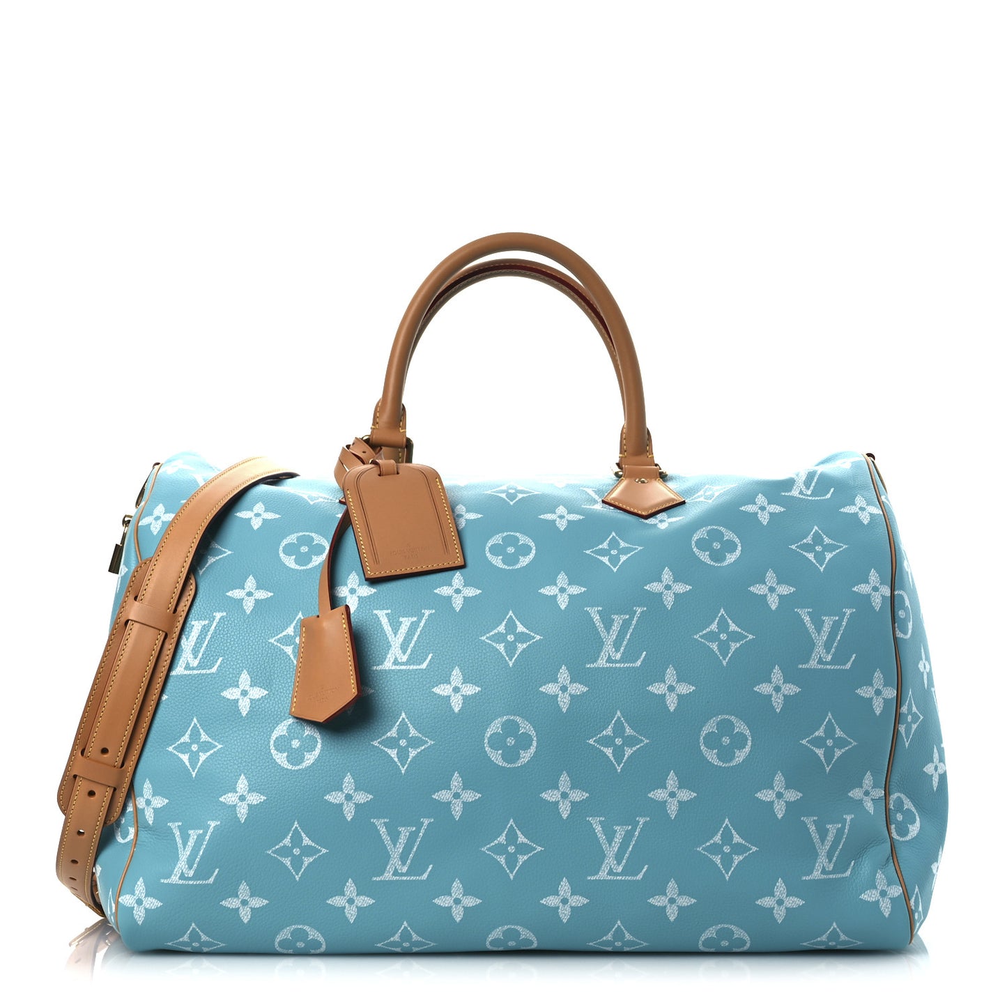 Calfskin Monogram Speedy P9 Bandouliere 50 Turquoise