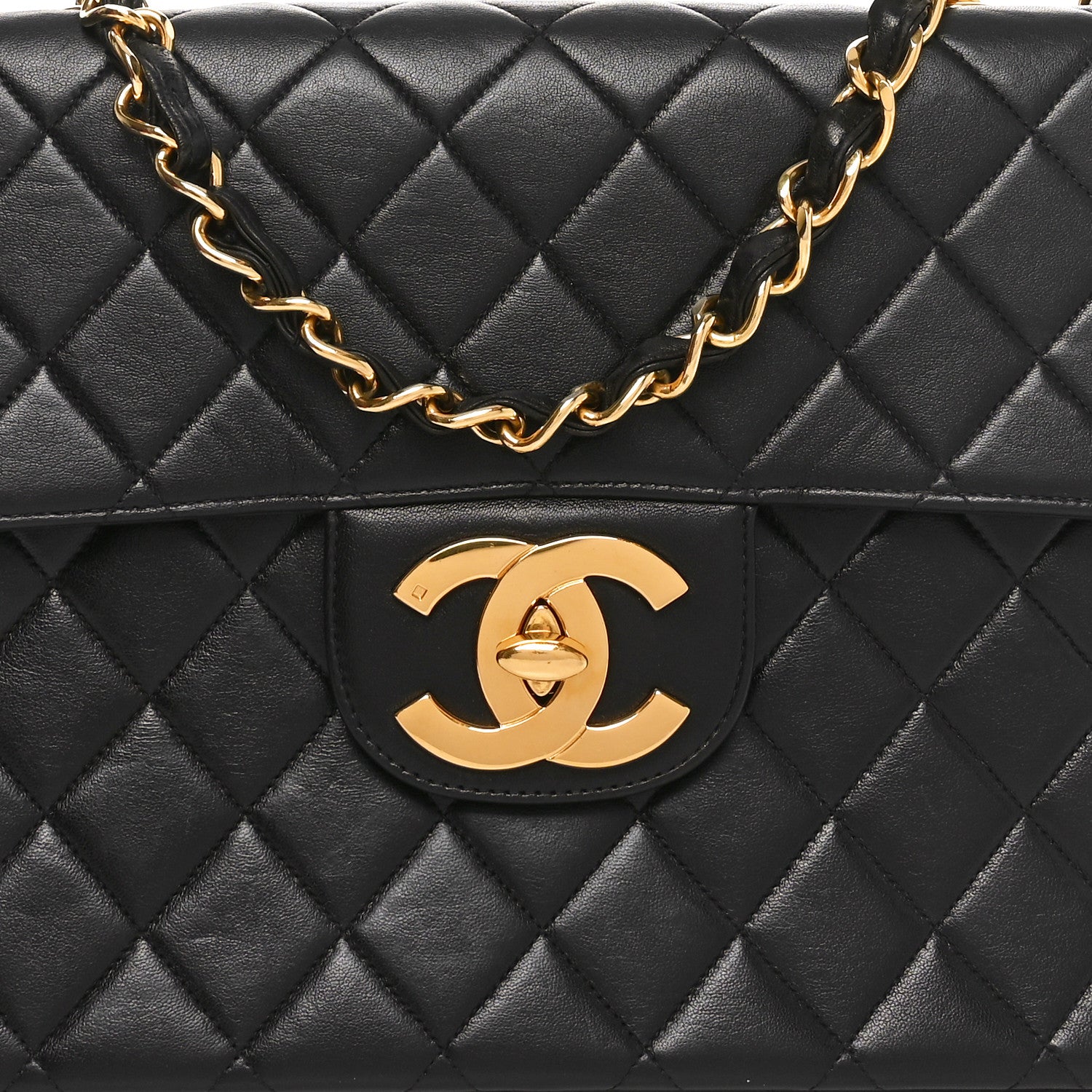 Chanel Lambskin Quilted XL Jumbo Single Flap Black 8 of 10