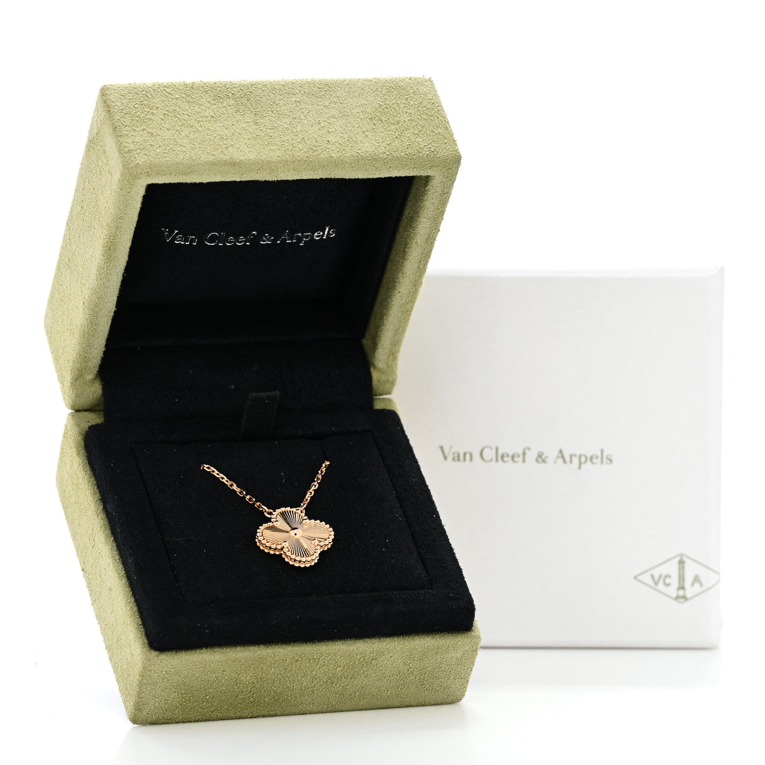 Van Cleef & Arpels 18K Yellow Gold Guilloché Vintage Alhambra Pendant Necklace 6 of 6