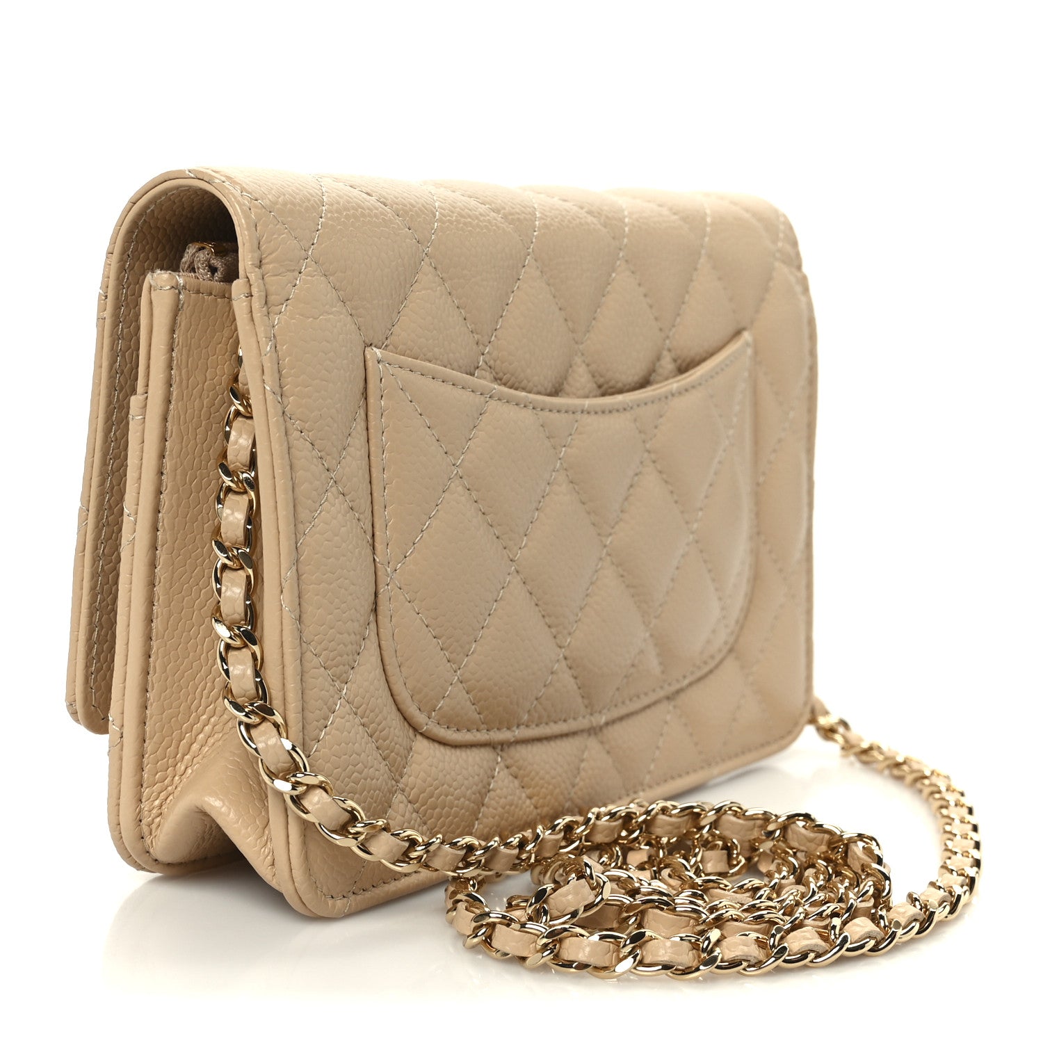 Chanel Caviar Quilted Wallet on Chain WOC Beige 3 of 12
