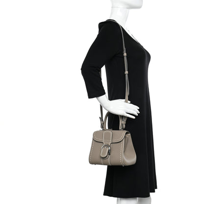 Delvaux Grained Rodeo Calfskin Surpique Mini Brillant Satchel Tourterelle Ivory 2 of 10